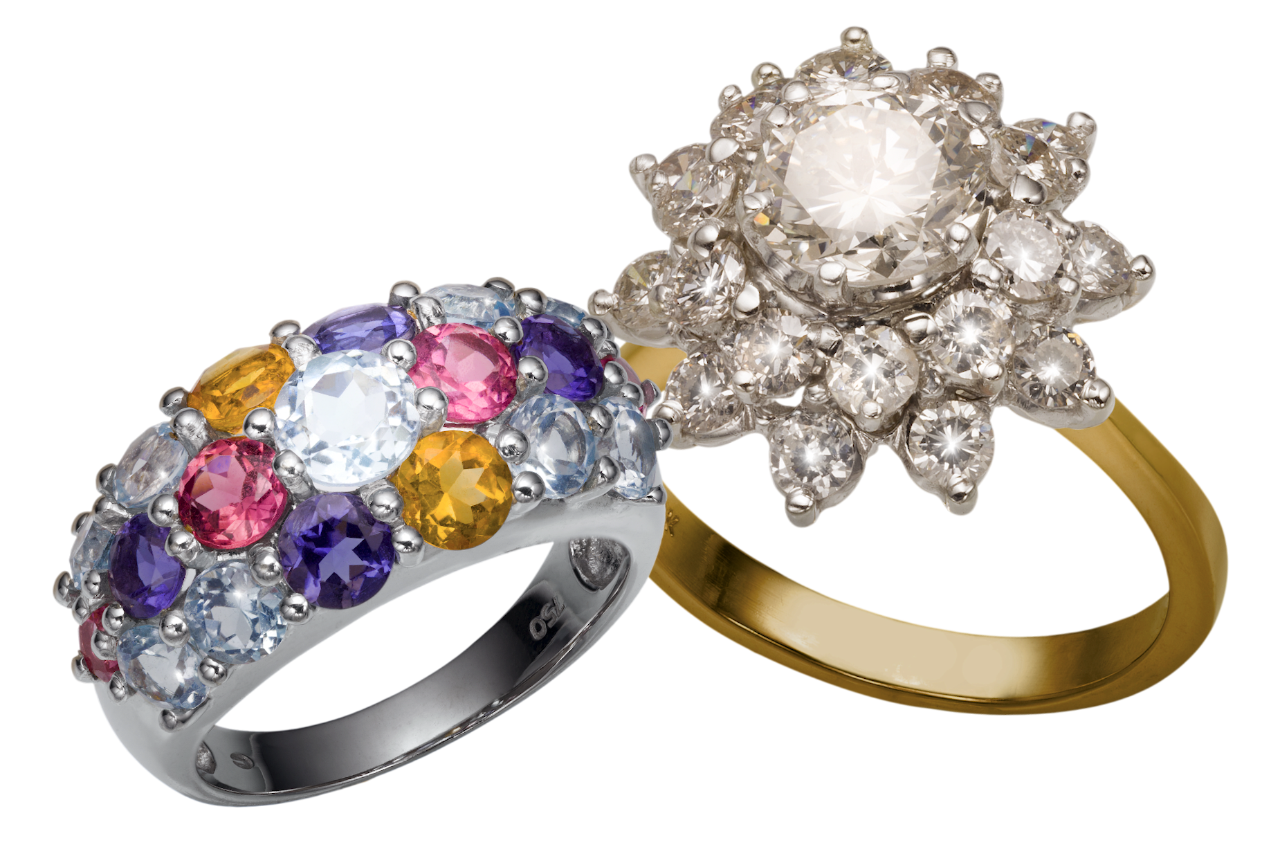 rings with diamonds and gemstones enhanced Diamond and gemstone rings
